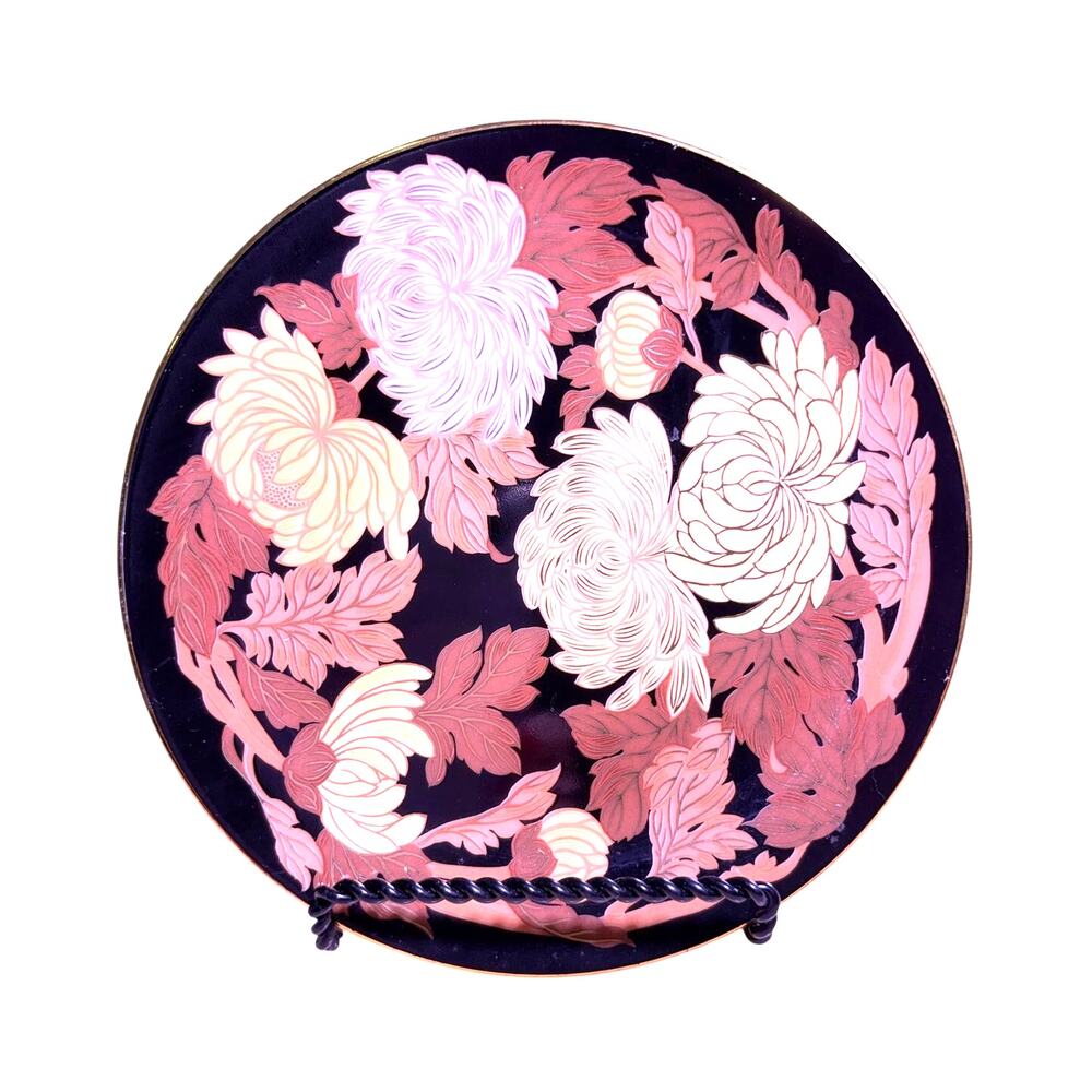 Boston Museum of Fine Arts Japanese Chrysanthemum Floral Plate 6.5 in Gold Black